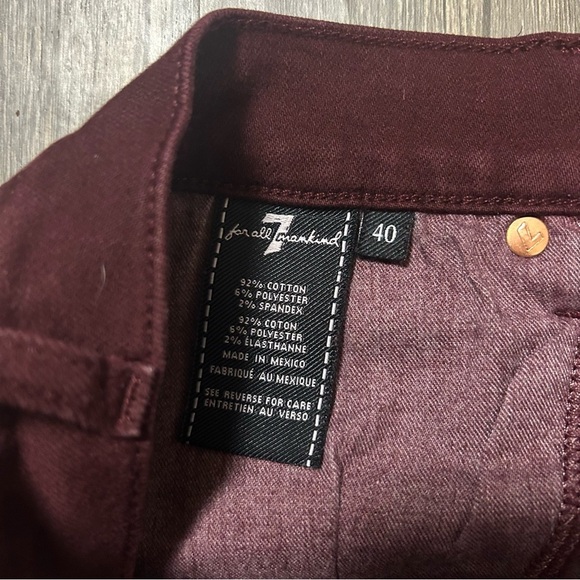 7 for All Mankind Luxe Sport Slimmy Burgundy Jeans Men’s 33 - Picture 4 of 5
